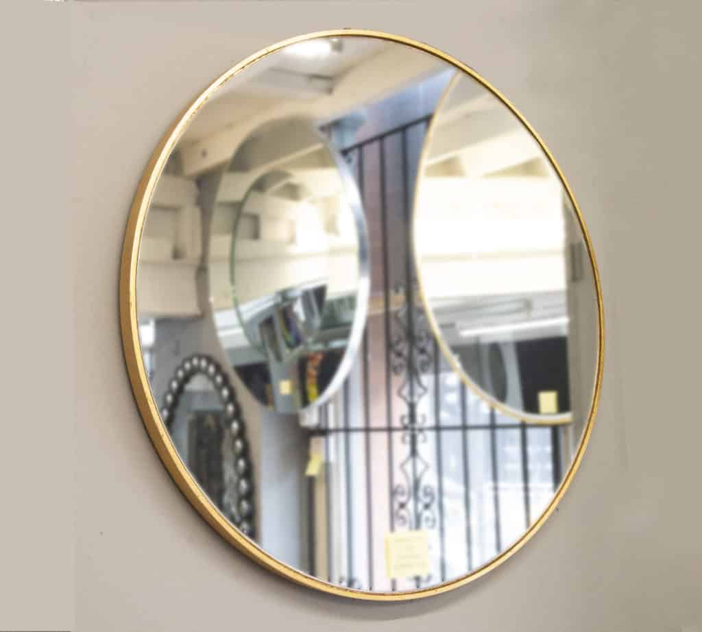 Plain Circle Mirror with Gold Trim Frame Emporium