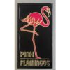 Pink Flamingos sign with 22ct gold leaf text and outline on black background in gloss black frame